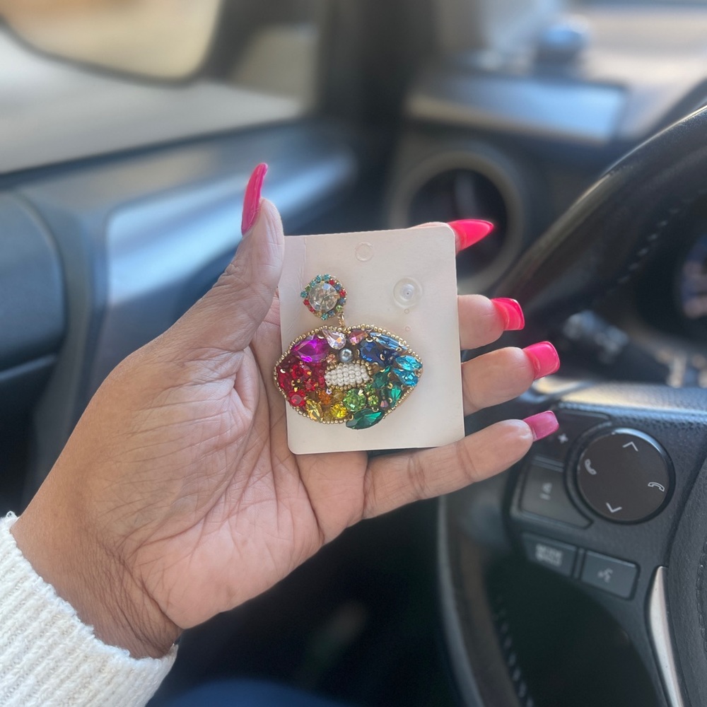 Colorful stone earrings - Picture 2 of 2
